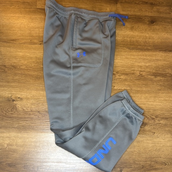 Under Armour Storm Cold Gear Loose Gray Blue Logo Joggers Sweatpants Youth Large - Picture 5 of 10